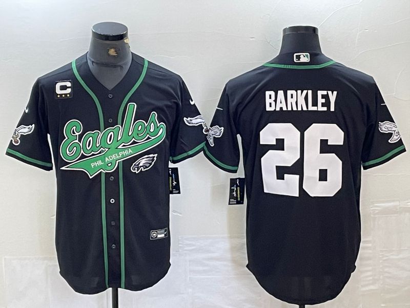 Men Philadelphia Eagles 26 Barkley Black 2024 Nike Co branded NFL Jersey style 12